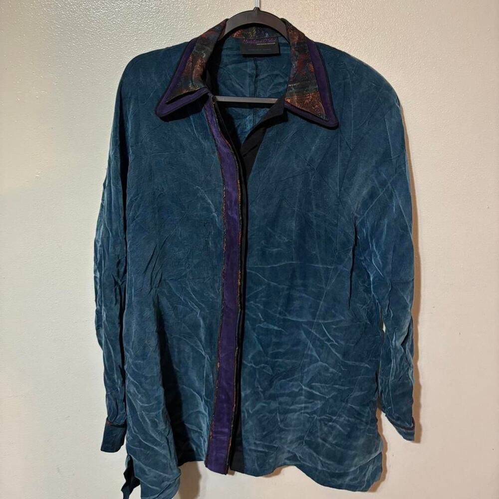 Vintage Mary Lynn O’Shea Handmade Velour Button Down Size Women’s L